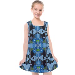 Rare Excotic Blue Flowers In The Forest Of Calm And Peace Kids  Cross Back Dress by pepitasart