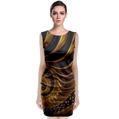 Shell Fractal In Brown Sleeveless Velvet Midi Dress by SomethingForEveryone
