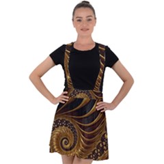 Shell Fractal In Brown Velvet Suspender Skater Skirt by SomethingForEveryone