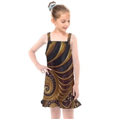 Shell Fractal In Brown Kids  Overall Dress by SomethingForEveryone