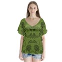 Floral folk damask pattern Fantasy flowers Floral geometric fantasy V-Neck Flutter Sleeve Top View1