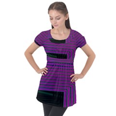 Gradient Puff Sleeve Tunic Top by Sparkle
