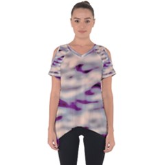 Orange  Waves Abstract Series No1 Cut Out Side Drop Tee by DimitriosArt
