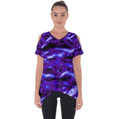 Purple  Waves Abstract Series No2 Cut Out Side Drop Tee by DimitriosArt