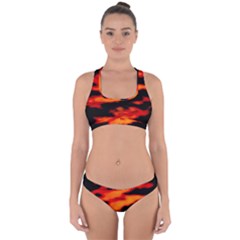 Red  Waves Abstract Series No13 Cross Back Hipster Bikini Set by DimitriosArt