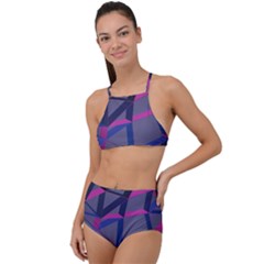 3d Lovely Geo Lines High Waist Tankini Set by Uniqued
