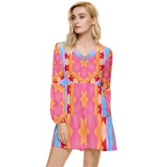 Digitalart Tiered Long Sleeve Mini Dress by Sparkle