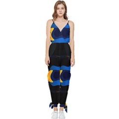 Digital Illusion Sleeveless Tie Ankle Jumpsuit by Sparkle