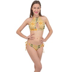 Abstract Pattern Geometric Backgrounds   Cross Front Halter Bikini Set by Eskimos