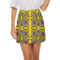 Abstract Pattern Geometric Backgrounds   Mini Front Wrap Skirt by Eskimos