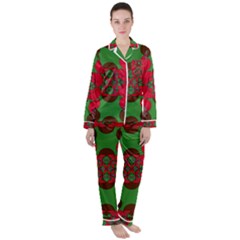 Abstract Pattern Geometric Backgrounds   Satin Long Sleeve Pajamas Set by Eskimos