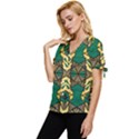 Abstract pattern geometric backgrounds   Bow Sleeve Button Up Top View2