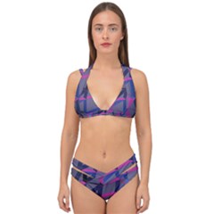3d Lovely Geo Lines Double Strap Halter Bikini Set by Uniqued
