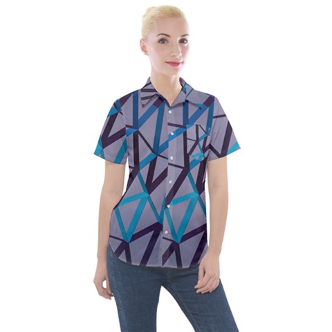 3d Lovely Geo Lines 2 Women s Short Sleeve Pocket Shirt by Uniqued