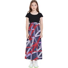 3d Lovely Geo Lines Vii Kids  Flared Maxi Skirt by Uniqued