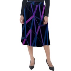 3d Lovely Geo Lines  V Classic Velour Midi Skirt  by Uniqued