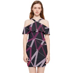 3d Lovely Geo Lines Iii Shoulder Frill Bodycon Summer Dress by Uniqued