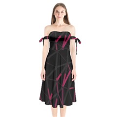3d Lovely Geo Lines Viii Shoulder Tie Bardot Midi Dress by Uniqued