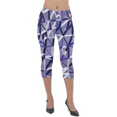 3d Lovely Geo Lines Ix Lightweight Velour Capri Leggings  by Uniqued