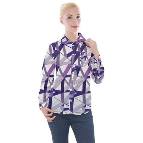 3d Lovely Geo Lines X Women s Long Sleeve Pocket Shirt by Uniqued