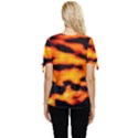 Orange Waves Abstract Series No2 Bow Sleeve Button Up Top View4