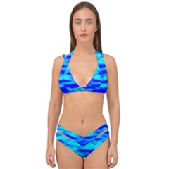 Blue Waves Abstract Series No12 Double Strap Halter Bikini Set by DimitriosArt