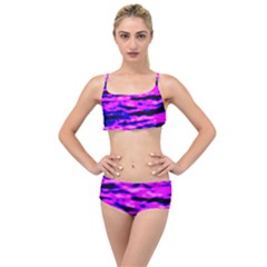Purple  Waves Abstract Series No6 Layered Top Bikini Set by DimitriosArt