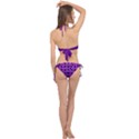 Weaved bubbles at Strings, purple, violet color Cross Front Halter Bikini Set View2