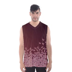 Red Gradient Butterflies Pattern, Nature Theme Men s Basketball Tank Top by Casemiro