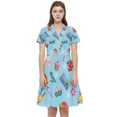 New Year Elements Short Sleeve Waist Detail Dress by SychEva