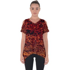 Red Waves Flow Series 2 Cut Out Side Drop Tee by DimitriosArt