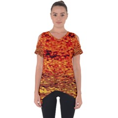 Red Waves Flow Series 2 Cut Out Side Drop Tee by DimitriosArt