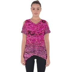 Pink  Waves Flow Series 1 Cut Out Side Drop Tee by DimitriosArt