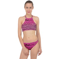 Pink  Waves Flow Series 1 Racer Front Bikini Set by DimitriosArt