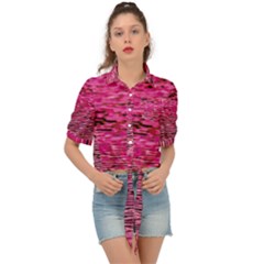 Pink  Waves Flow Series 1 Tie Front Shirt  by DimitriosArt