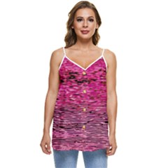 Pink  Waves Flow Series 1 Casual Spaghetti Strap Chiffon Top by DimitriosArt