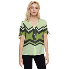 Abstract Pattern Geometric Backgrounds   Bow Sleeve Button Up Top by Eskimos
