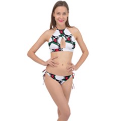 Abstract Pattern Geometric Backgrounds   Cross Front Halter Bikini Set by Eskimos