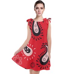 Floral Pattern Paisley Style Paisley Print   Tie Up Tunic Dress by Eskimos