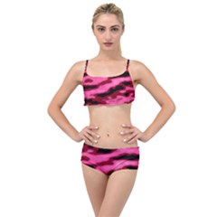 Pink  Waves Flow Series 3 Layered Top Bikini Set by DimitriosArt