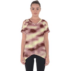 Pink  Waves Flow Series 8 Cut Out Side Drop Tee by DimitriosArt