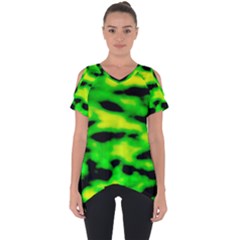 Green Waves Flow Series 3 Cut Out Side Drop Tee by DimitriosArt