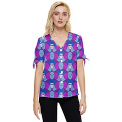 Abstract Bow Sleeve Button Up Top by SychEva