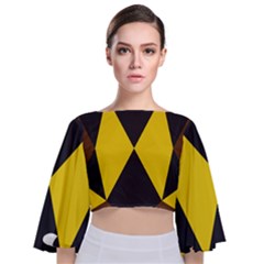 Abstract Pattern Geometric Backgrounds   Tie Back Butterfly Sleeve Chiffon Top by Eskimos