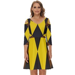 Abstract Pattern Geometric Backgrounds   Shoulder Cut Out Zip Up Dress by Eskimos