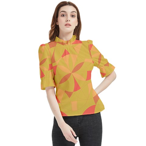 Abstract Pattern Geometric Backgrounds   Frill Neck Blouse by Eskimos