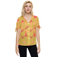 Abstract Pattern Geometric Backgrounds   Bow Sleeve Button Up Top by Eskimos