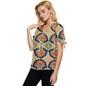 Abstract pattern geometric backgrounds   Bow Sleeve Button Up Top View2