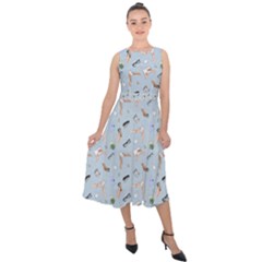 Office Midi Tie-back Chiffon Dress by SychEva