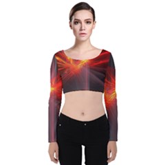 Fractal Velvet Long Sleeve Crop Top by Sparkle